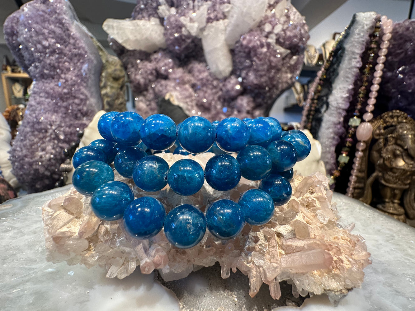 Deep Aqua Apatite 10mm gemstone bracelet