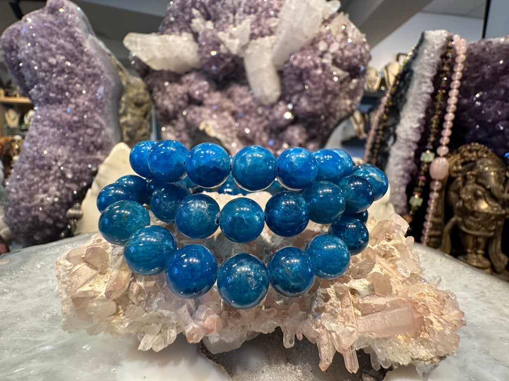 Deep Aqua Apatite 10mm gemstone bracelet