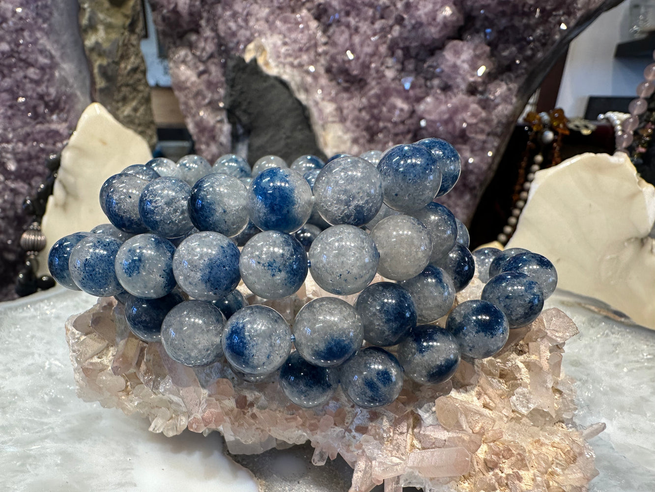 Deep blue Trolleite 11mm gemstone bracelet