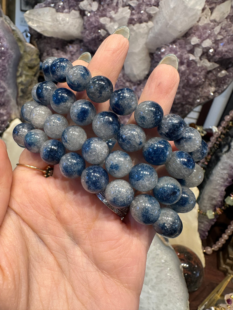 Deep blue Trolleite 11mm gemstone bracelet