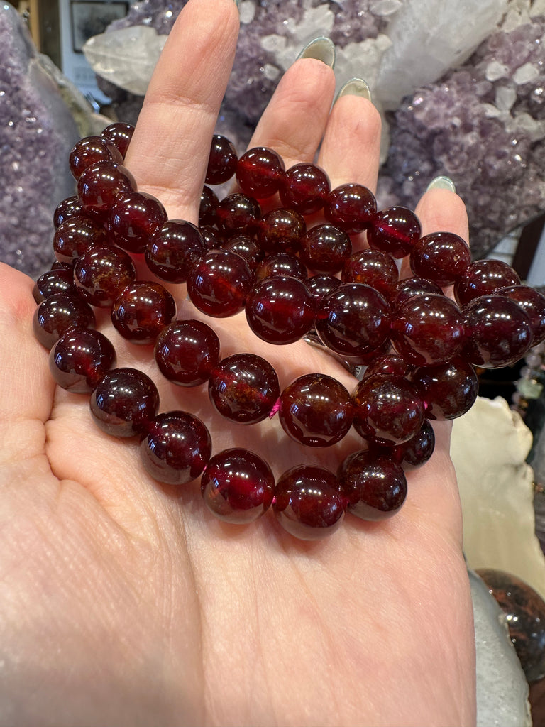 Gorgeous garnet 10.5mm gemstone bracelet