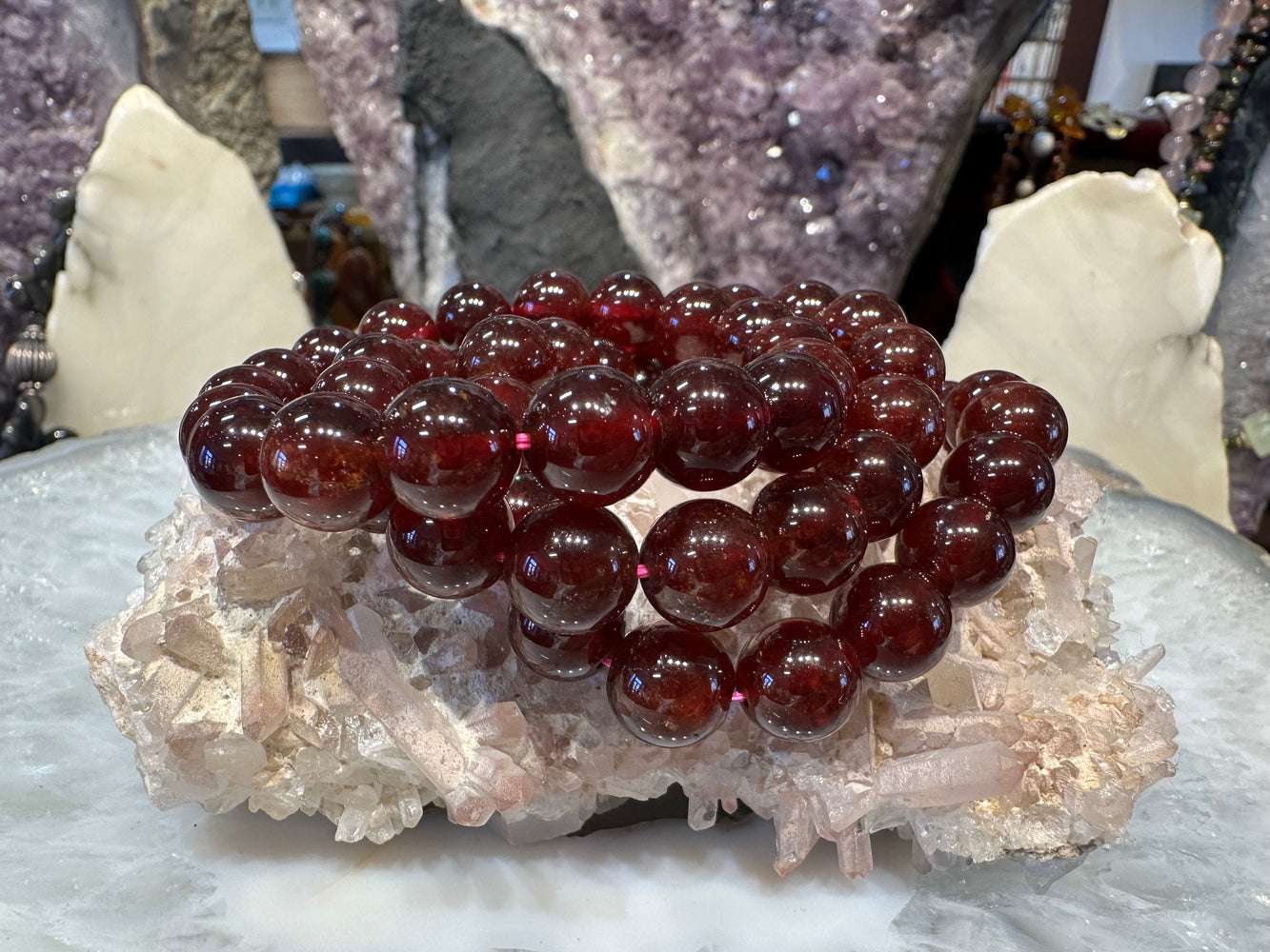 Gorgeous garnet 10.5mm gemstone bracelet