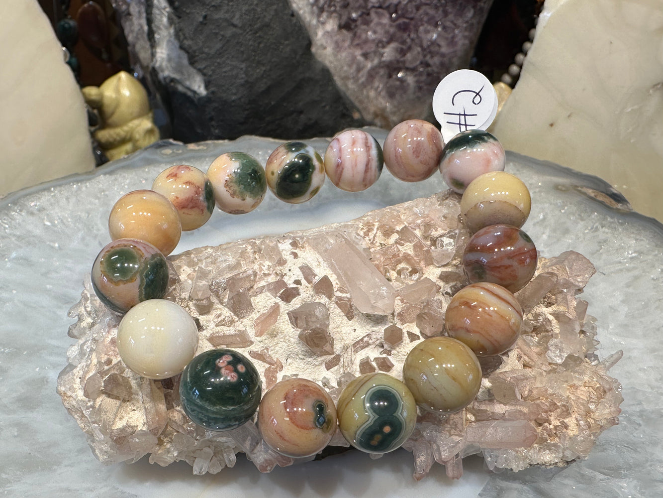 Superb ocean jasper 13mm gemstone bracelet. #2