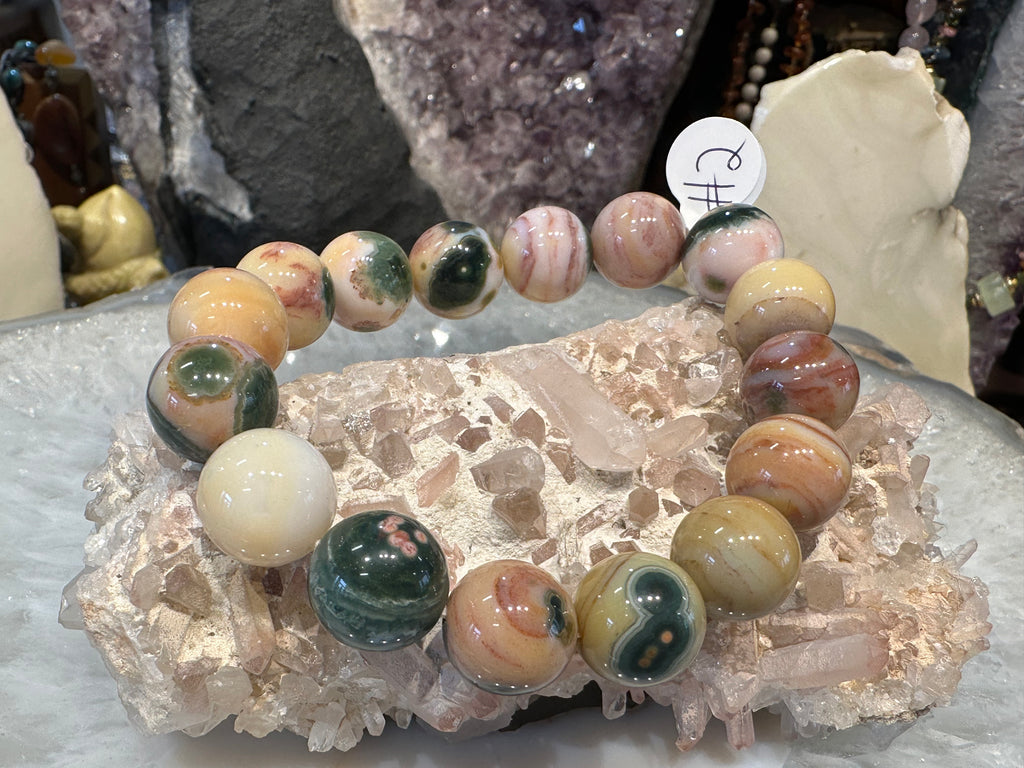 Superb ocean jasper 13mm gemstone bracelet. #2