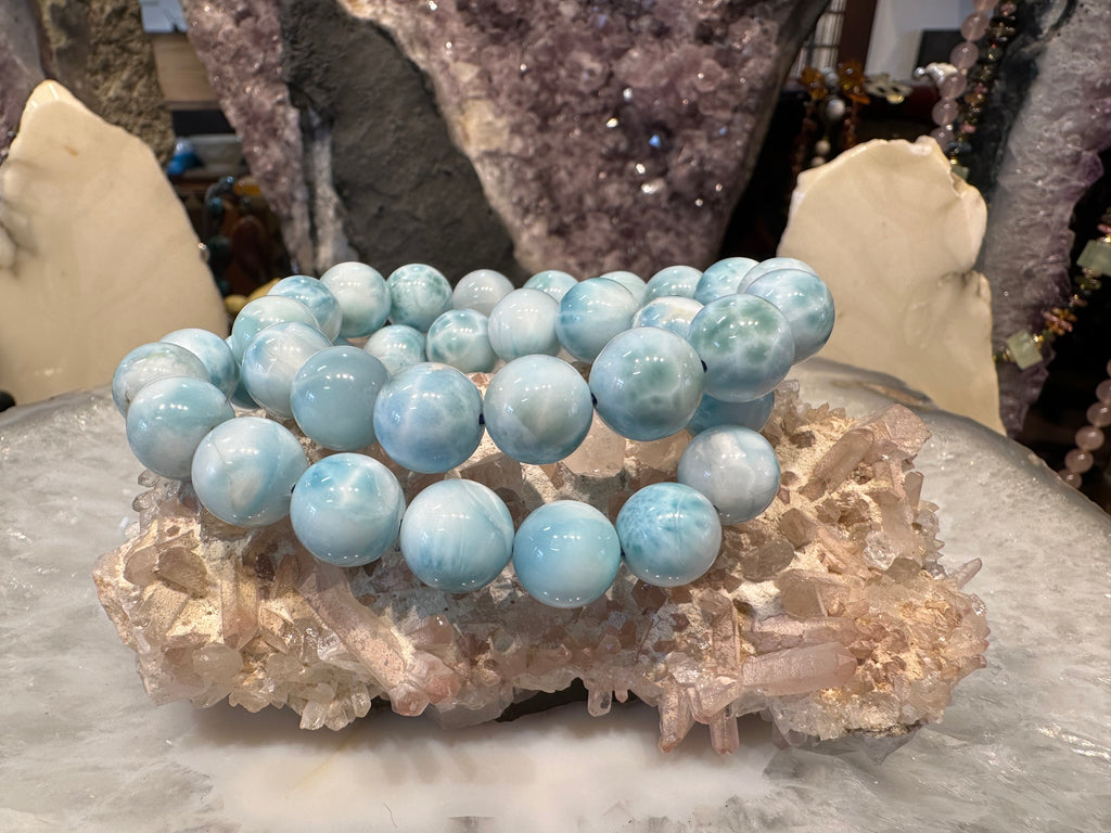 Beautiful Larimar 11mm gemstone bracelet