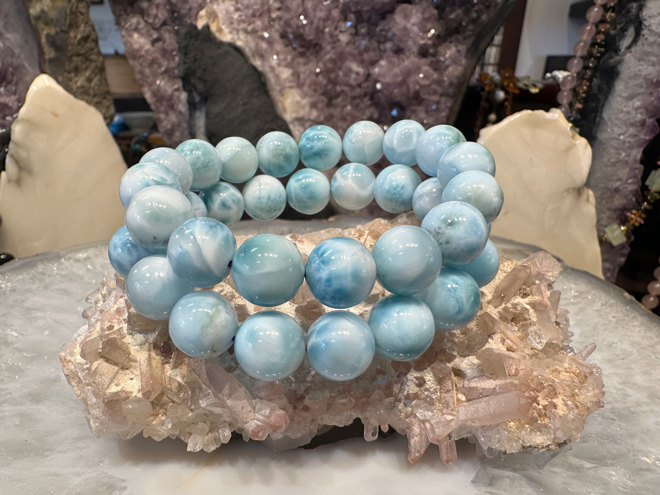 Beautiful Larimar 11mm gemstone bracelet