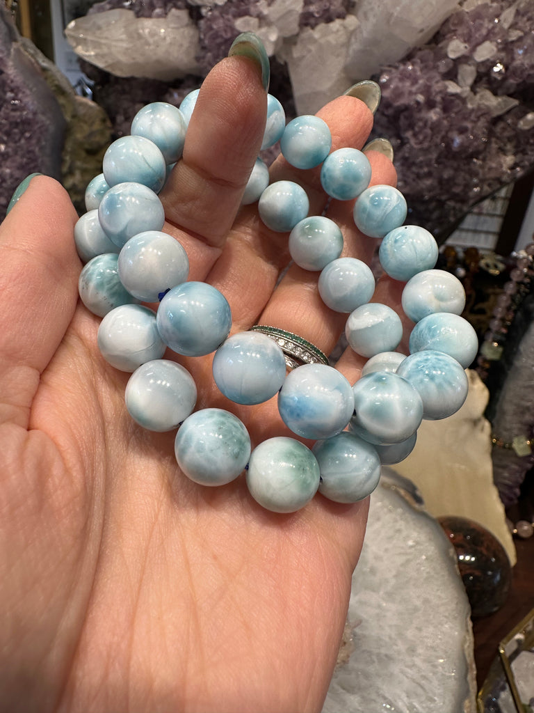 Beautiful Larimar 11mm gemstone bracelet