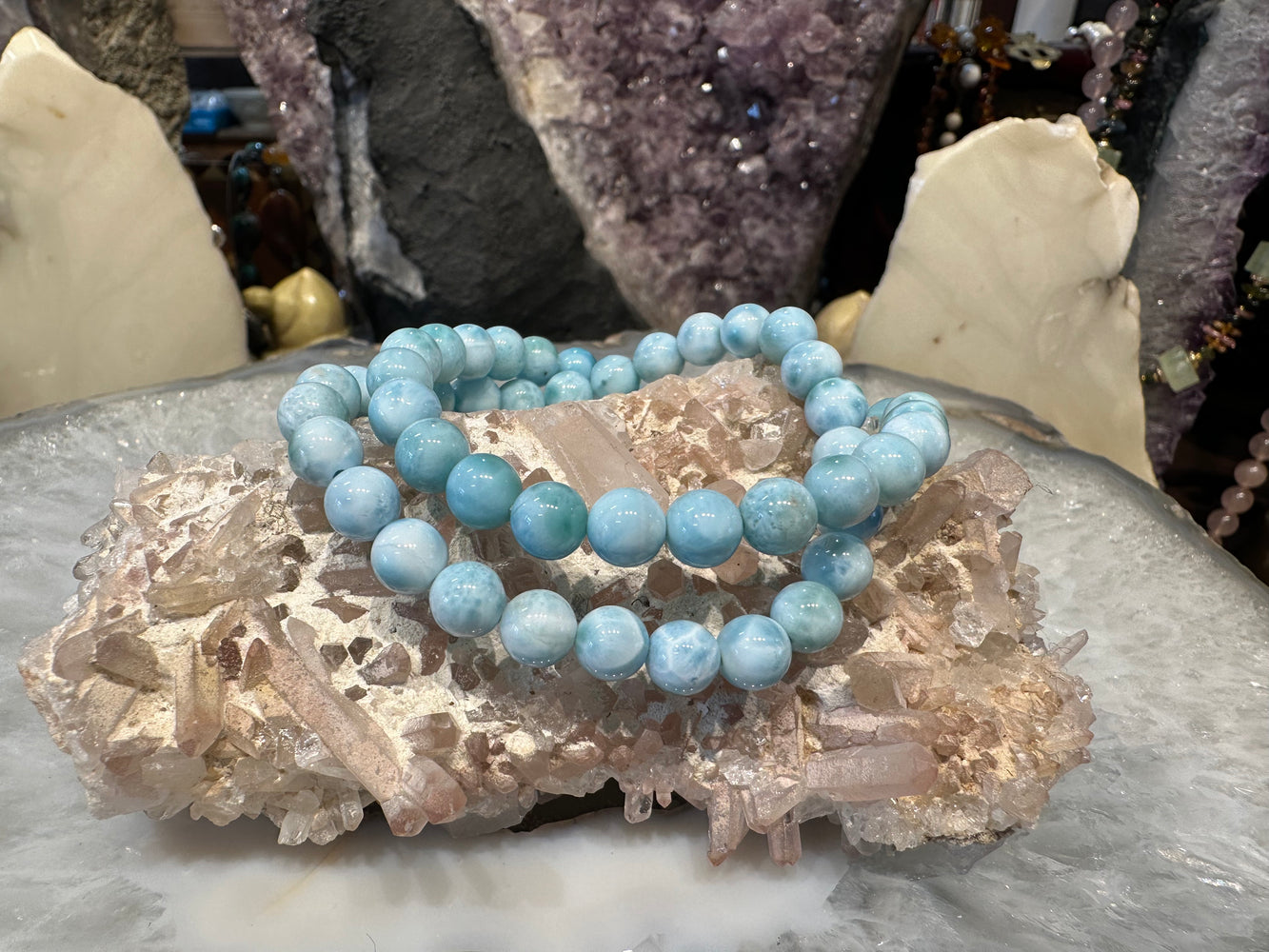 Beautiful Larimar 7mm gemstone bracelet