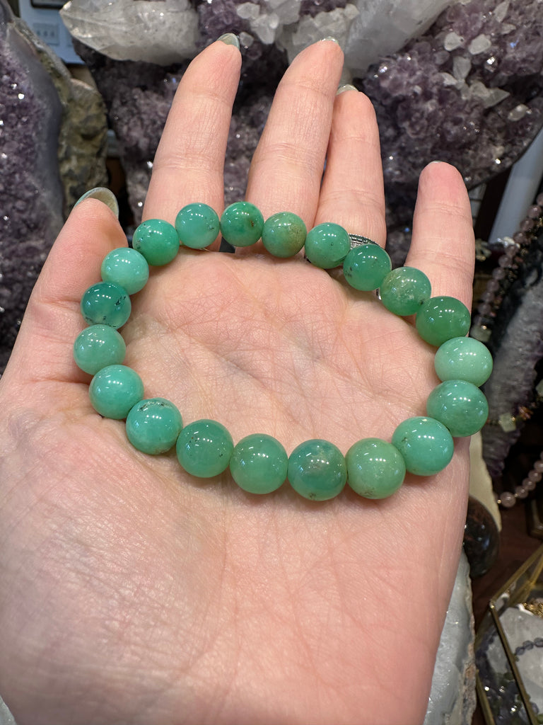 Stunning Chrysoprase 9.5mm gemstone bracelet