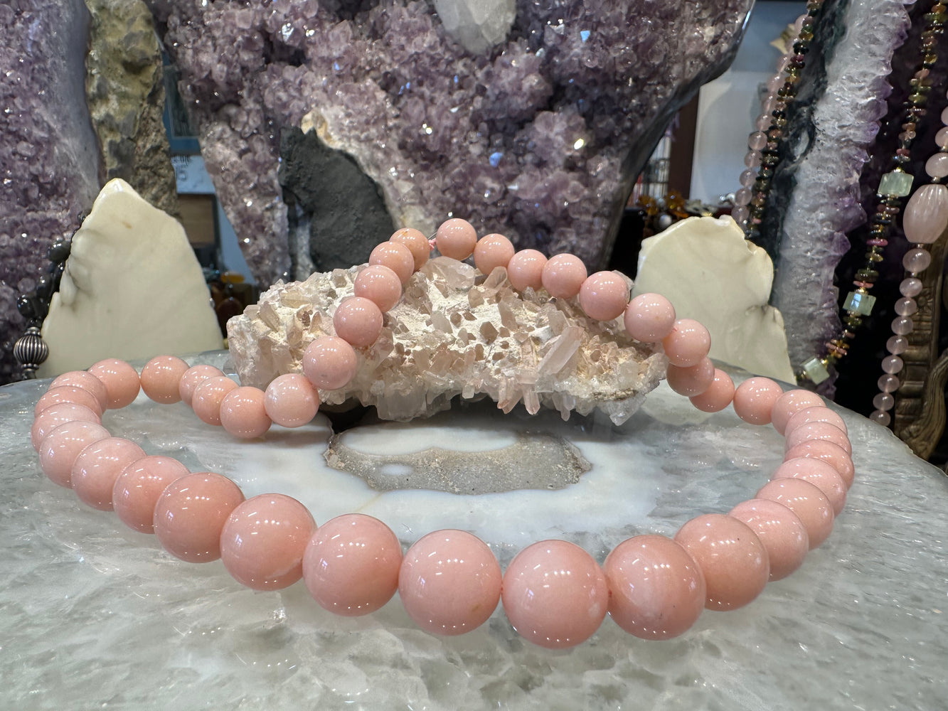 Stunning pink  Peruvian opal 11-14mm gemstone beads