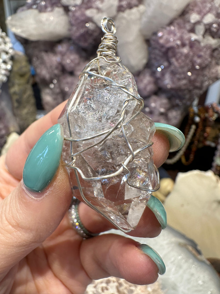 Beautiful Herkimer Diamond sterling pendant