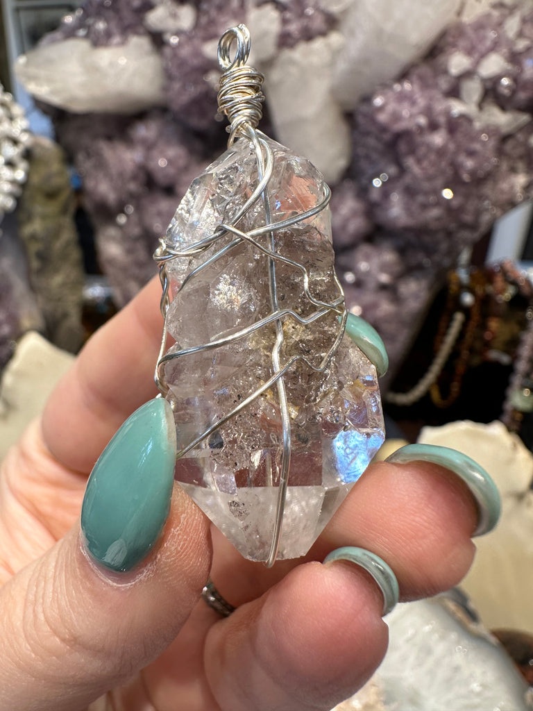 Beautiful Herkimer Diamond sterling pendant