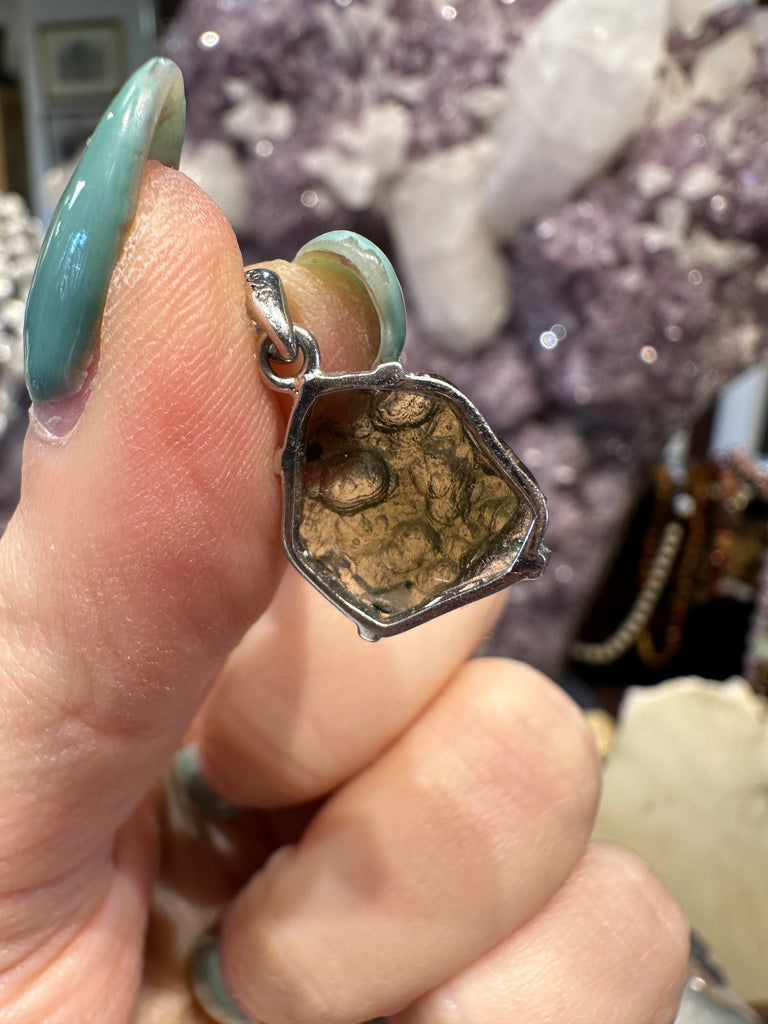 Moldavite sterling silver pendant