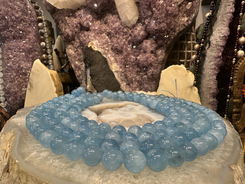 13mm Blue Aquamarine Round Gemstone Beads - Beautiful Color