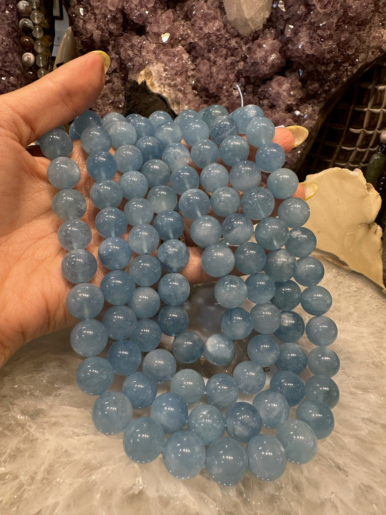 13mm Blue Aquamarine Round Gemstone Beads - Beautiful Color