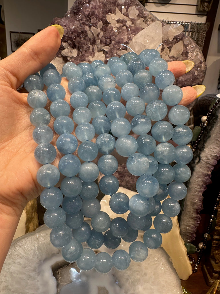 13mm Blue Aquamarine Round Gemstone Beads - Beautiful Color