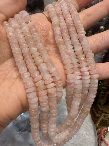 8mm Pink morganite smooth rondelle gemstones beads